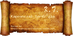 Kapronczai Terézia névjegykártya